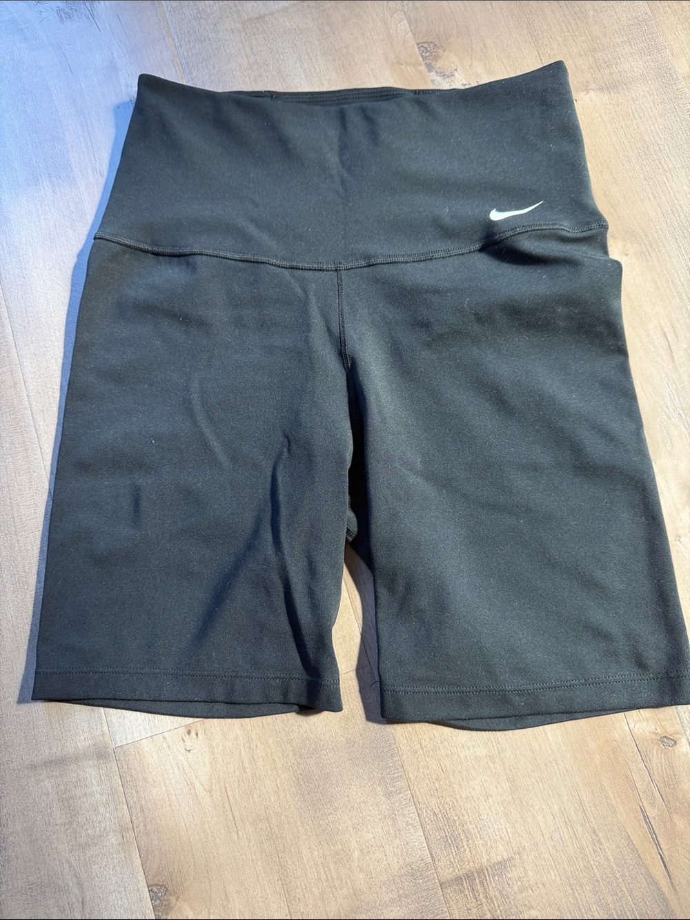 Nike Black High-Rise Bike Shorts with White Swoosh - Picture 4 of 5
